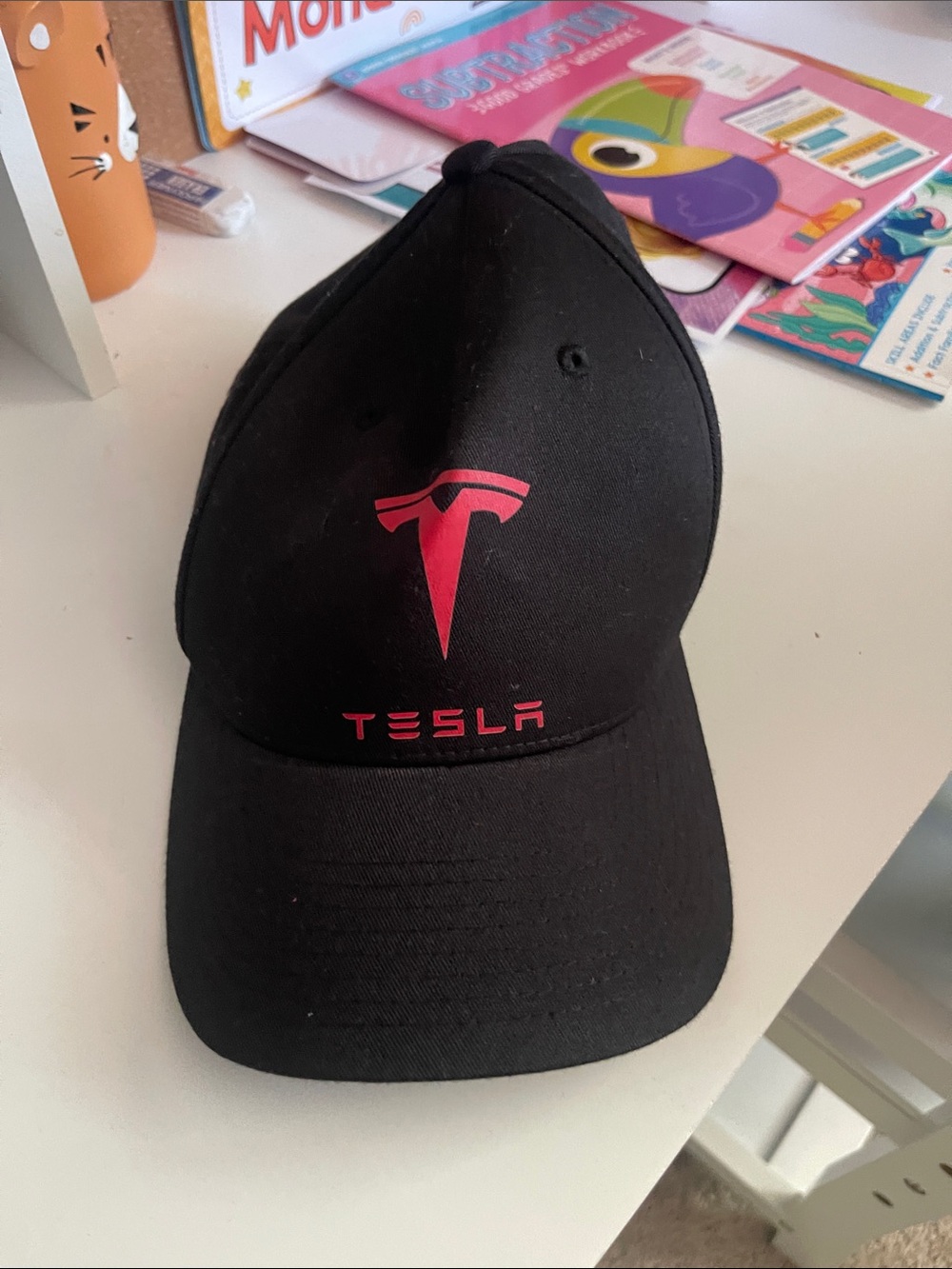Tesla Black Cap with Pink Logo